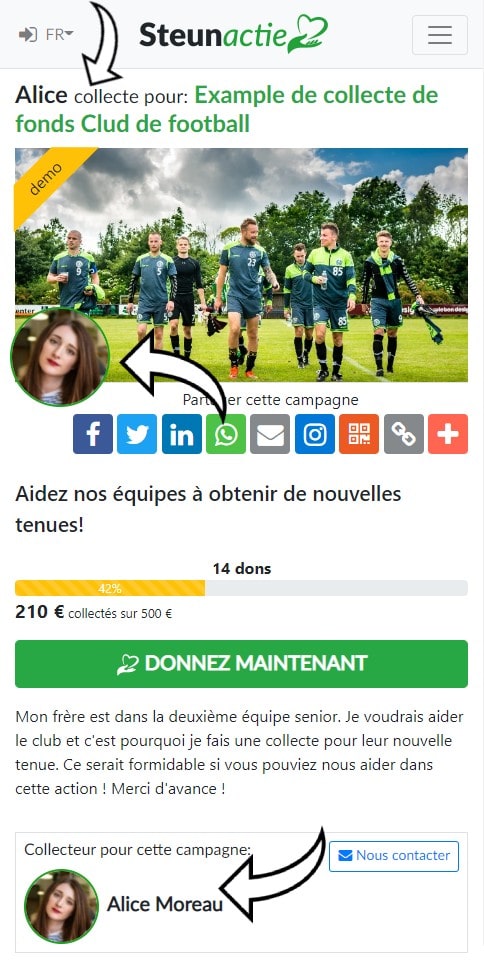Page de campagne ou collecteur