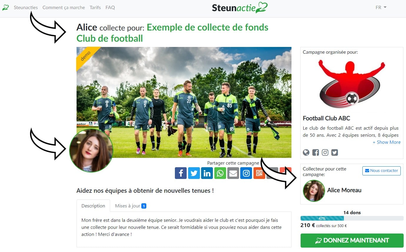 Page de campagne ou collecteur