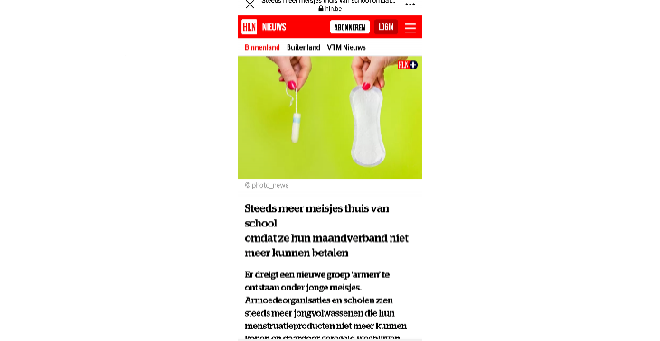 Maandverband voor de armere school meisjes 