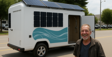 Mobiele duurzame badkamer voor de dakloze stadsgenoten